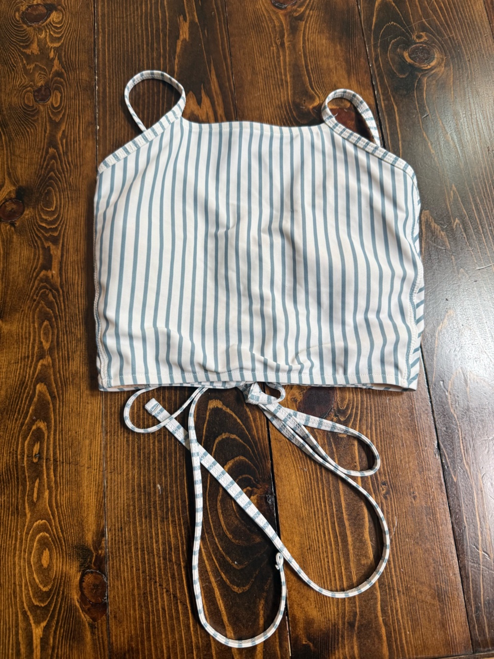 Albion White and Blue Striped Bikini Top